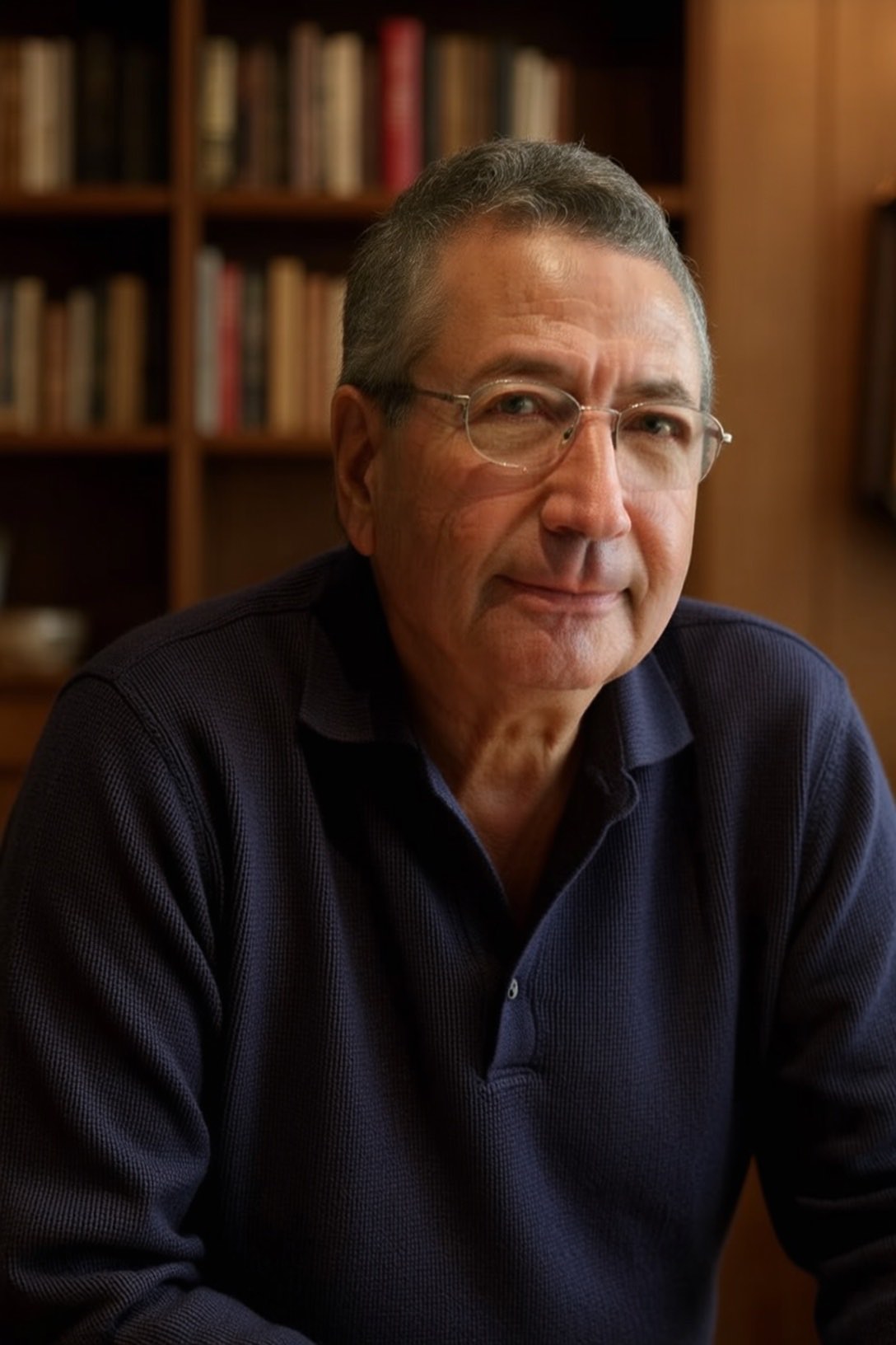 Carlos Nepomuceno em sua biblioteca no Rio de Janeiro